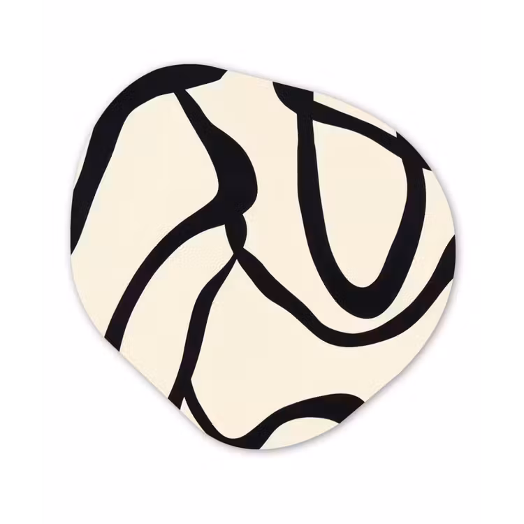 Abstract - Lijnen - Modern - Beige Wandcirkel Organisch Plexiglas middel -3d