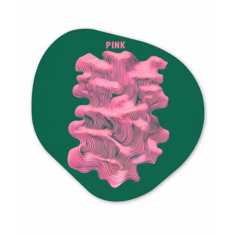 Abstract - Pink - Lijnen - Groen Wandcirkel Organisch Plexiglas middel -3d
