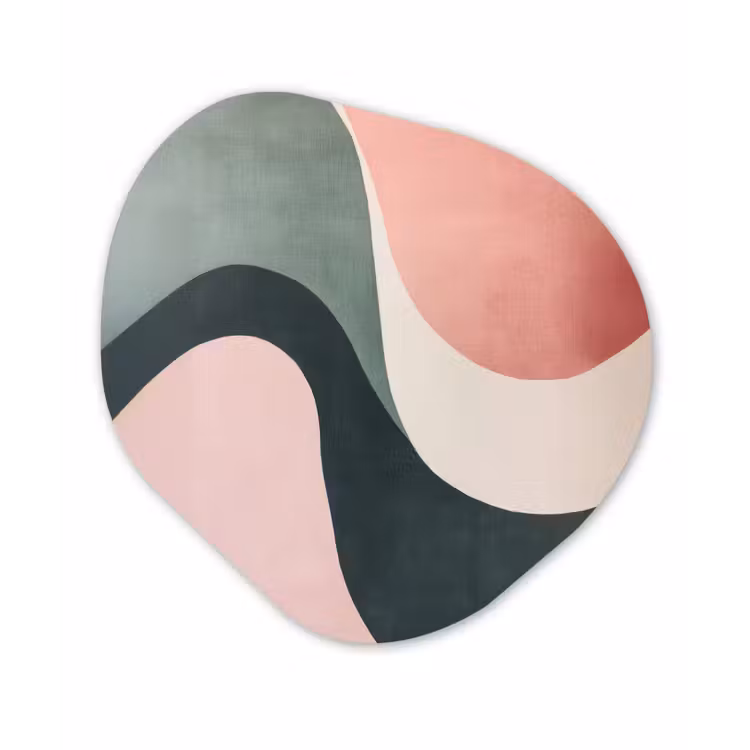 Abstract - Golven - Sierlijk - Roze Wandcirkel Organisch Plexiglas middel -3d