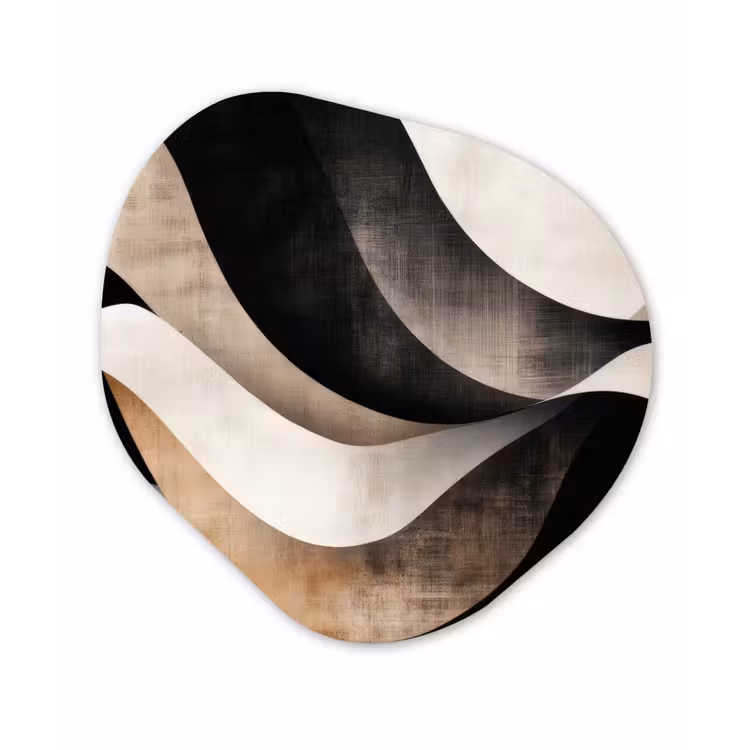 Abstract - Golven - Zwart - Verweerd Wandcirkel Organisch Plexiglas middel -3d