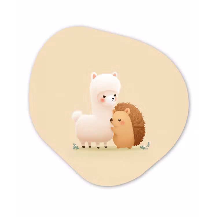 Alpaca - Egel - Bruin - Knuffelen Wandcirkel Organisch Plexiglas middel -3d
