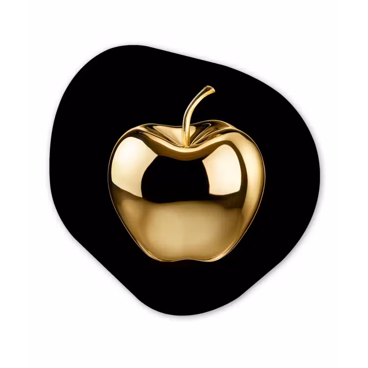 Appel - Goud - Chrome - Zwart Wandcirkel Organisch Plexiglas middel -3d