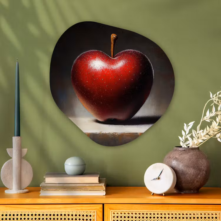Apple - Hart - Rood Wandcirkel Organisch Plexiglas middel -sfeer2