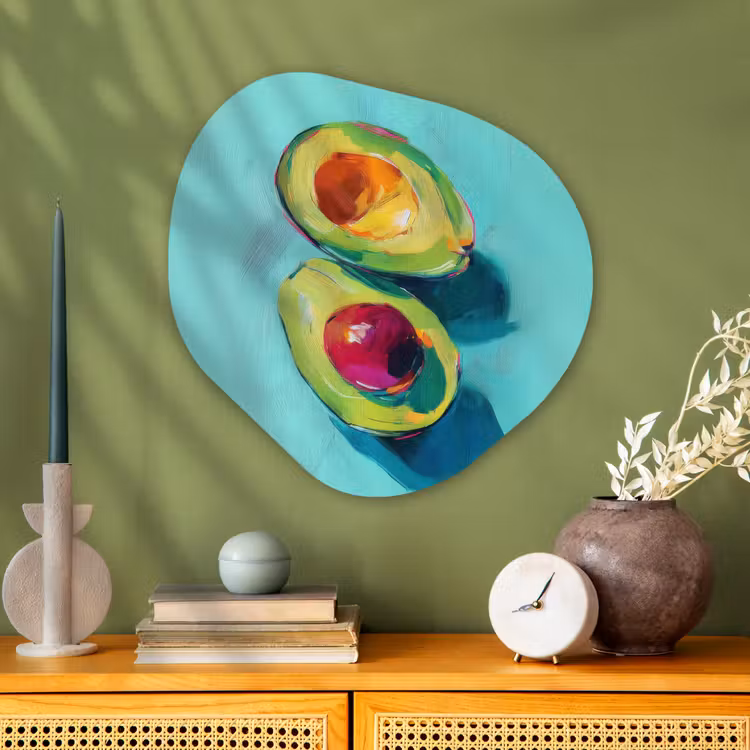 Avocado - Groen - Pit - Schaduw Wandcirkel Organisch Plexiglas middel -sfeer2