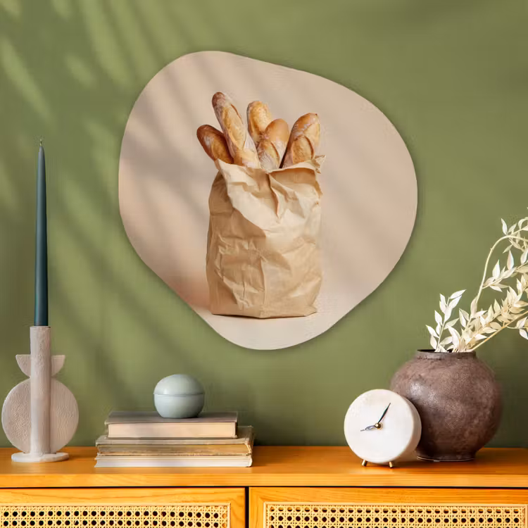 Baguette - Brood - Stokbrood - Beige Wandcirkel Organisch Plexiglas middel -sfeer2