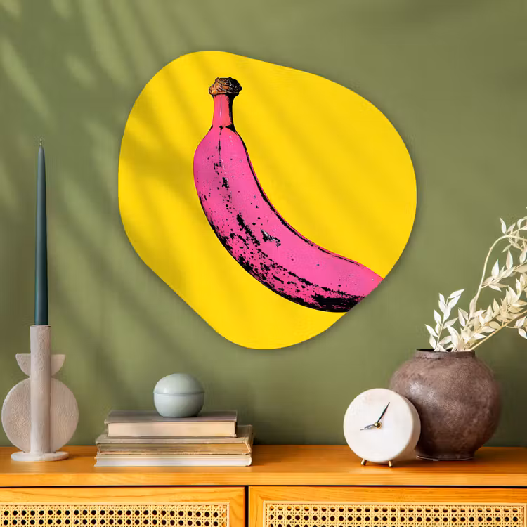 Banaan - Grafisch - Geel Wandcirkel Organisch Plexiglas middel -sfeer2
