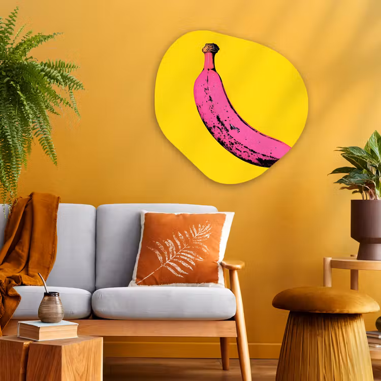 Banaan - Grafisch - Geel Wandcirkel Organisch Plexiglas middel -sfeer4