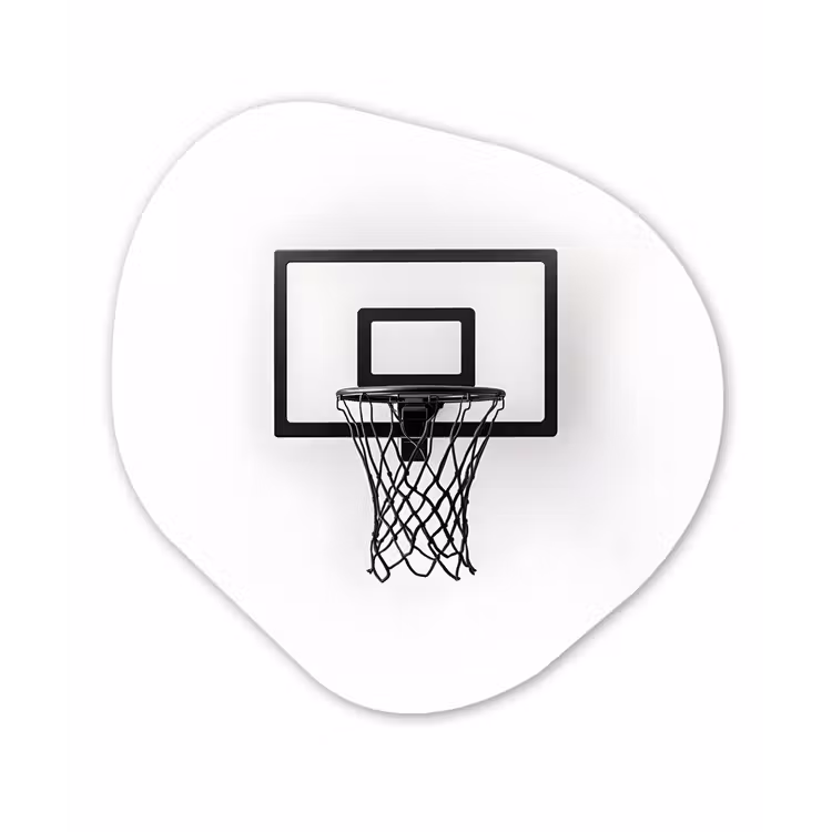Basketbalbord - Minimalistisch - Zwart Wandcirkel Organisch Plexiglas middel -3d