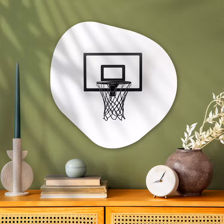 Basketbalbord - Minimalistisch - Zwart Wandcirkel Organisch Plexiglas middel -sfeer2