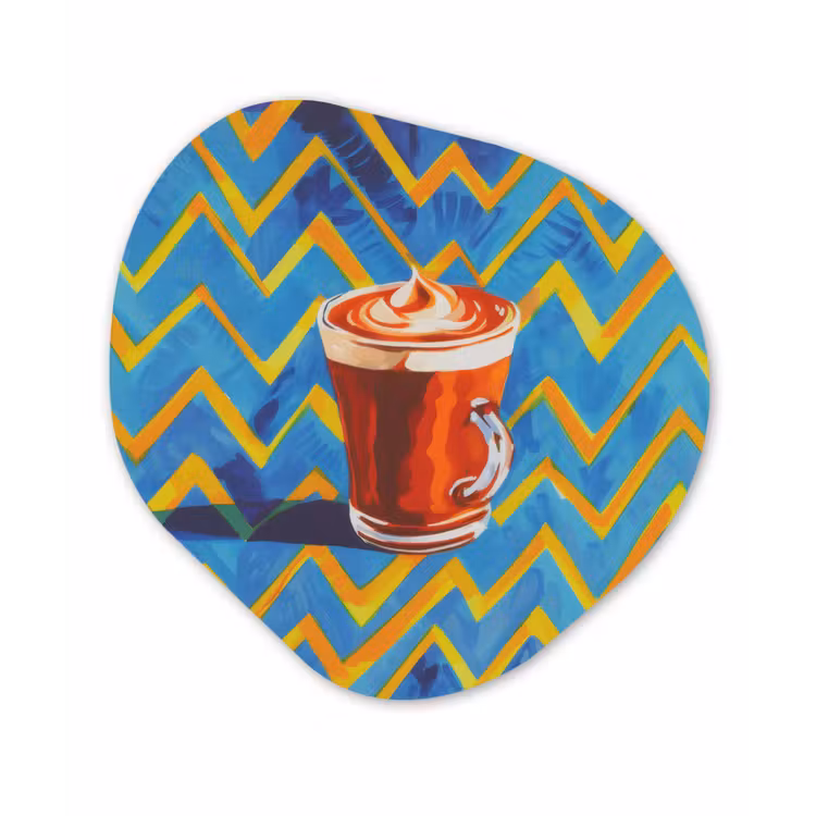 Mok - Koffie - Zigzag - Slagroom Wandcirkel Organisch Plexiglas middel -3d