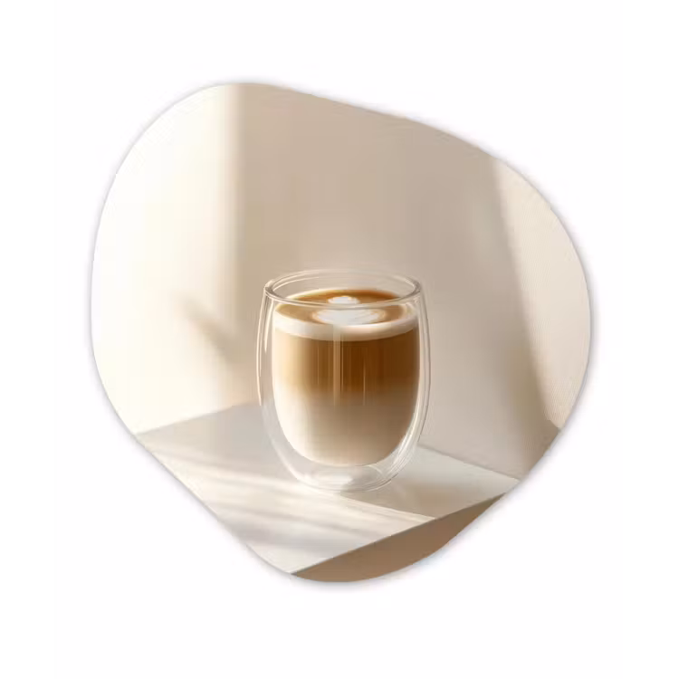 Mok - Latte - Minimalistisch - Schaduw Wandcirkel Organisch Plexiglas middel -3d