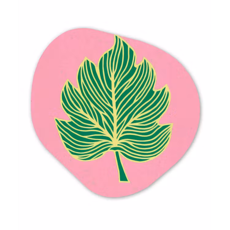 Blad - Groen - Illustratie - Minimalistisch Wandcirkel Organisch Plexiglas middel -3d