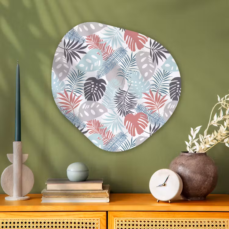 Bladeren - Jungle - Pastel - Tropisch Wandcirkel Organisch Plexiglas middel -sfeer2