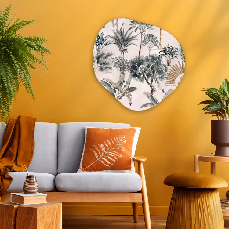 Bladeren - Monstera - Jungle - Tropical Wandcirkel Organisch Plexiglas middel -sfeer4