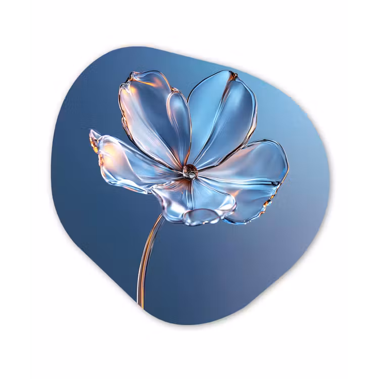 Blauw - Bloem - Glazen - Sierlijk Wandcirkel Organisch Plexiglas middel -3d