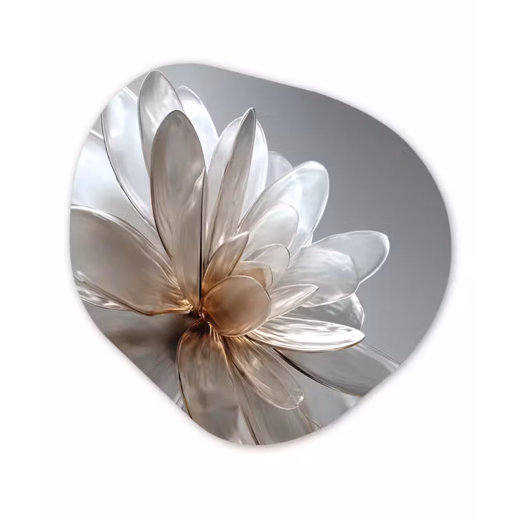 Bloem - Wit - Neutraal Wandcirkel Organisch Plexiglas middel -3d