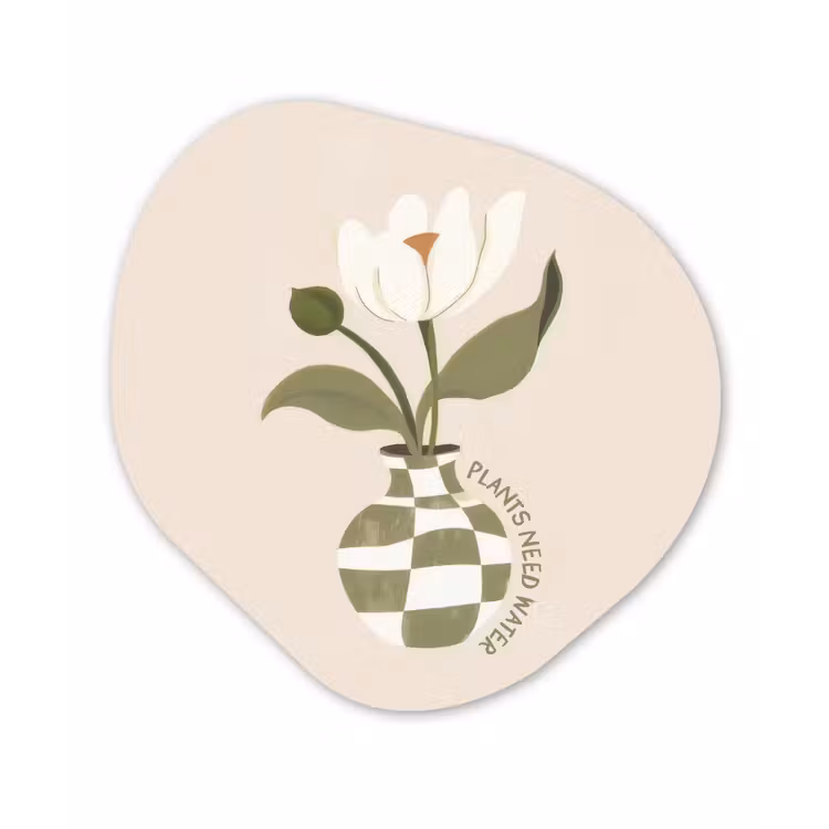 Bloem - Wit - Vaas - Quote Wandcirkel Organisch Plexiglas middel -3d