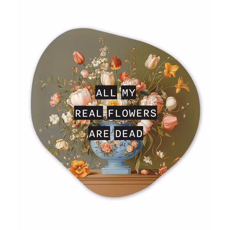 Bloem - Quote - Vintage - Art Wandcirkel Organisch Plexiglas middel -3d