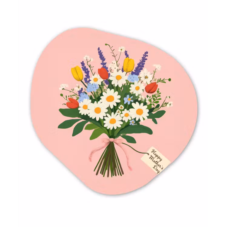 Bloemen - Lint - Kaartje Wandcirkel Organisch Plexiglas middel -3d
