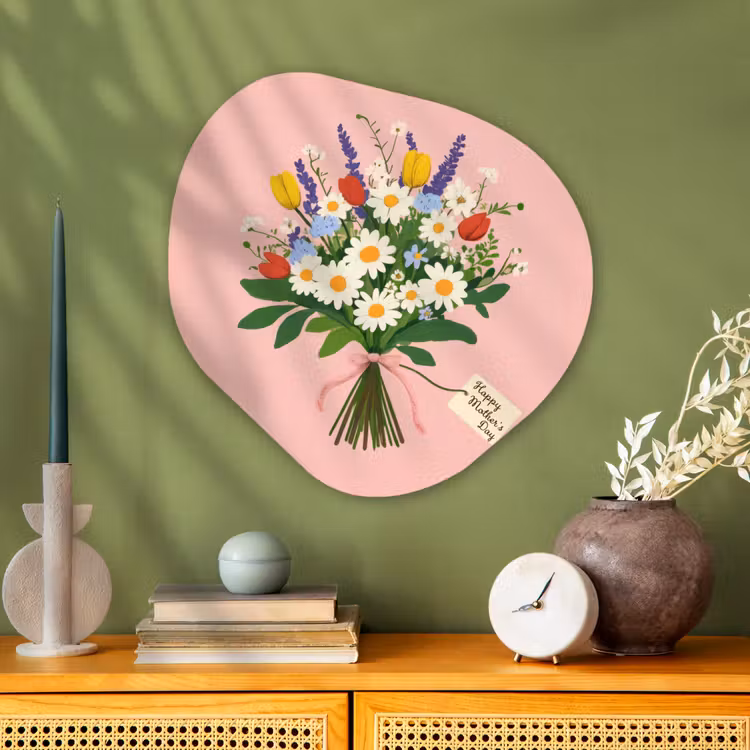 Bloemen - Lint - Kaartje Wandcirkel Organisch Plexiglas middel -sfeer2