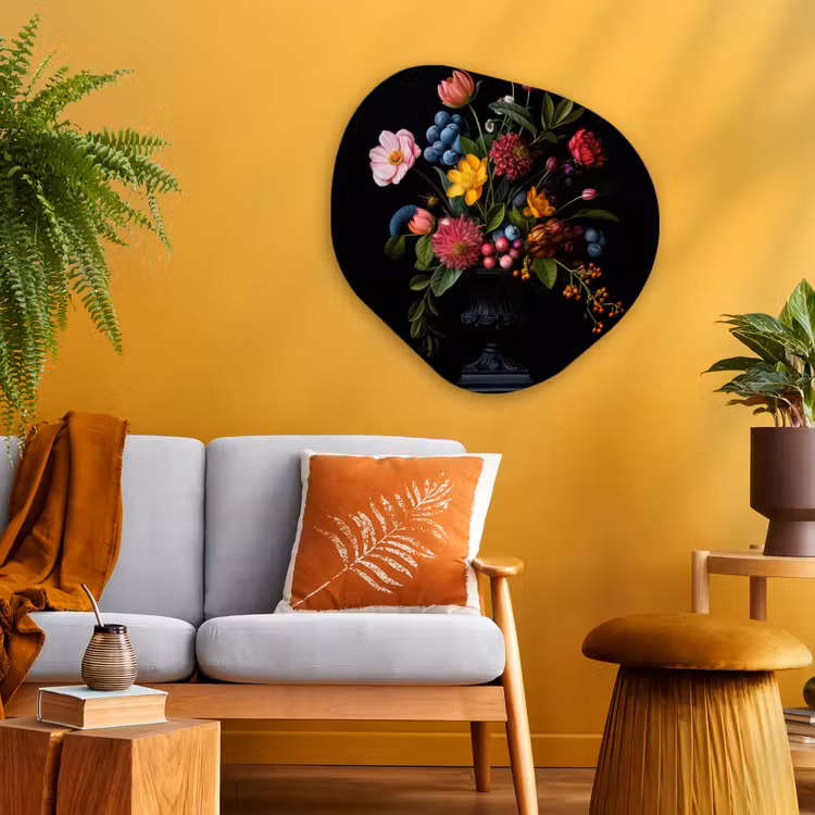 Bloemen - Vrolijk - Vaas Wandcirkel Organisch Plexiglas middel -sfeer4