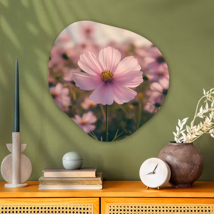 Bloemen - Paars - Wazig Wandcirkel Organisch Plexiglas middel -sfeer2