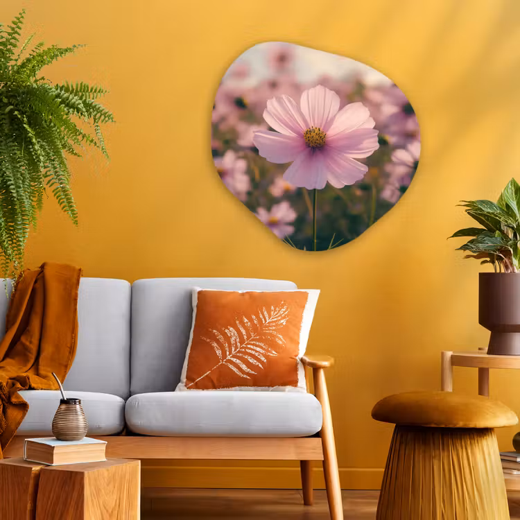 Bloemen - Paars - Wazig Wandcirkel Organisch Plexiglas middel -sfeer4