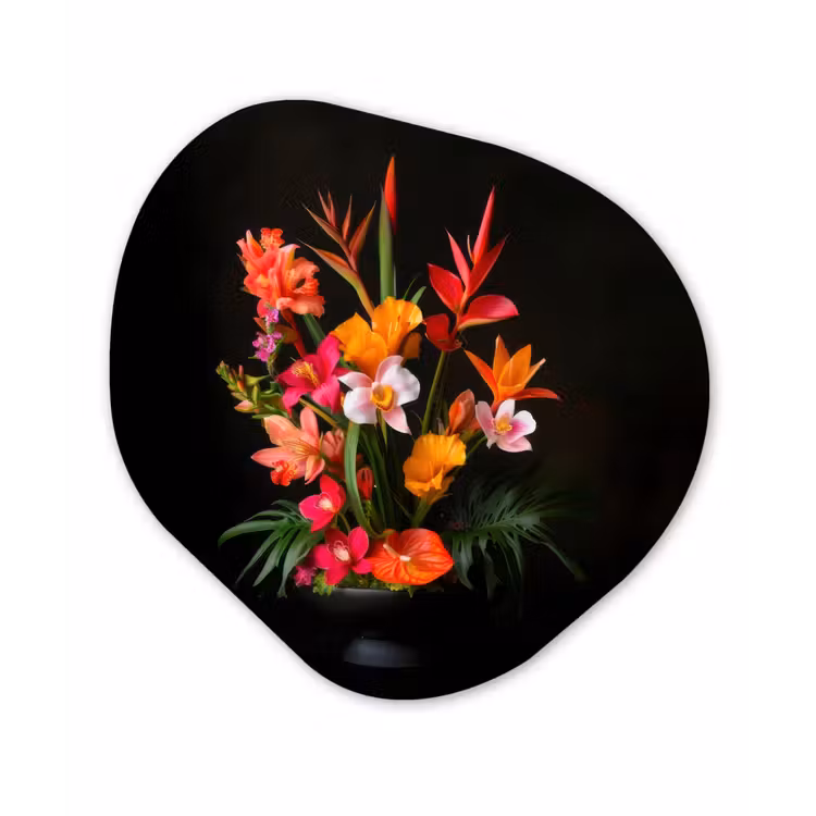 Boeket - Bloemen - Exotisch Wandcirkel Organisch Plexiglas middel -3d