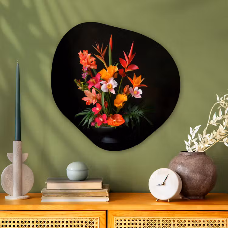 Boeket - Bloemen - Exotisch Wandcirkel Organisch Plexiglas middel -sfeer2