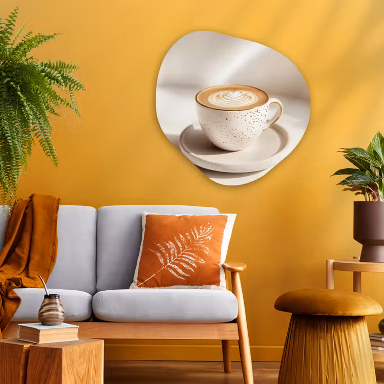 Cappuccino - Schuim - Schotel - Beige Wandcirkel Organisch Plexiglas middel -sfeer4