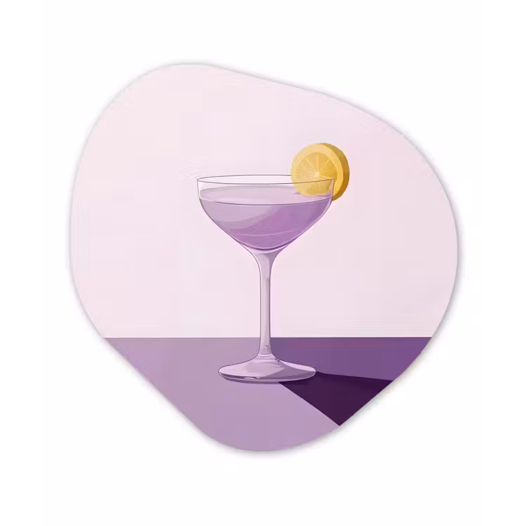 Cocktail - Paars - Minimalistisch - Citroen Wandcirkel Organisch Plexiglas middel -3d