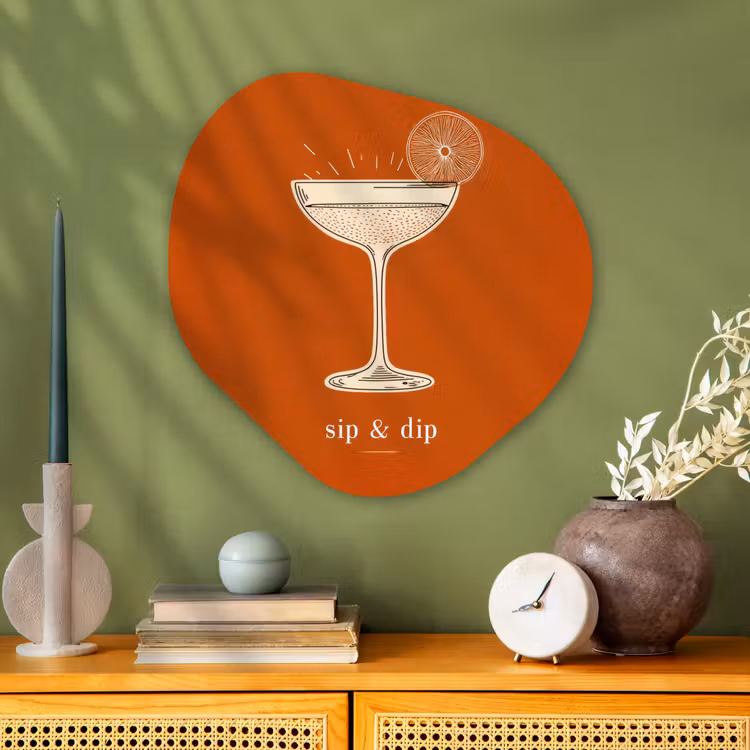 Cocktail - Oranje - Zomer - Quote Wandcirkel Organisch Plexiglas middel -sfeer2