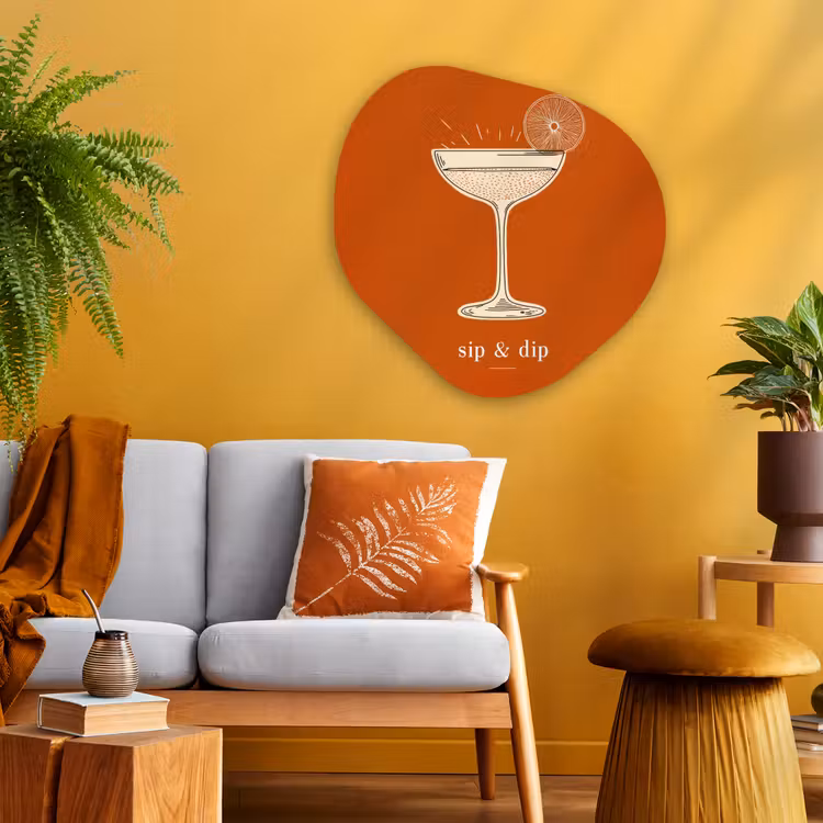 Cocktail - Oranje - Zomer - Quote Wandcirkel Organisch Plexiglas middel -sfeer4