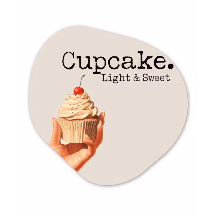 Cupcake - Zoet - Kers Wandcirkel Organisch Plexiglas middel -3d