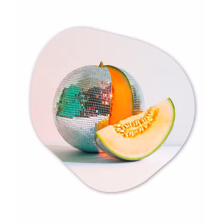 Disco - Discobal - Meloen - Pastel Wandcirkel Organisch Plexiglas middel -3d