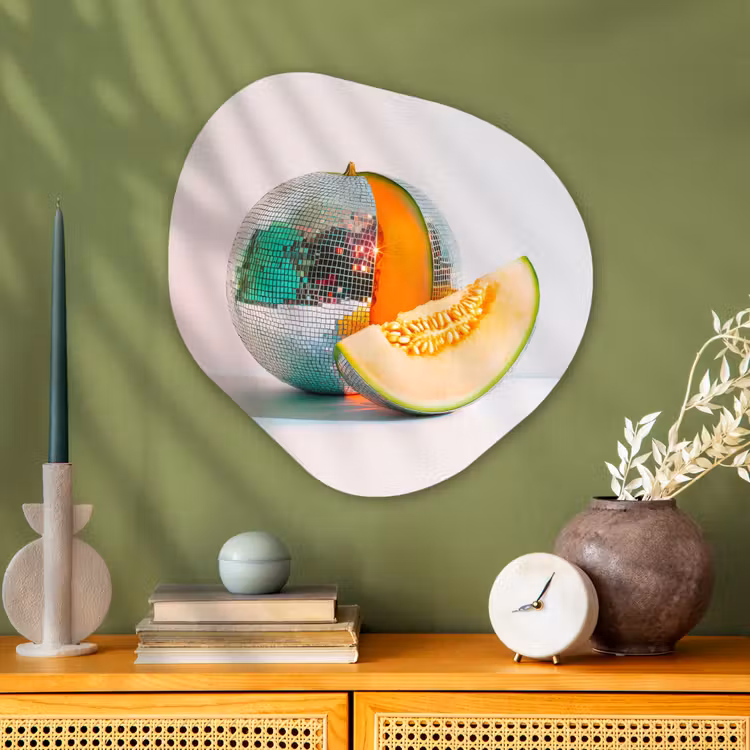 Disco - Discobal - Meloen - Pastel Wandcirkel Organisch Plexiglas middel -sfeer2