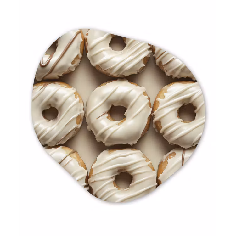 Donuts - Chocolade - Wit - Beige Wandcirkel Organisch Plexiglas middel -3d