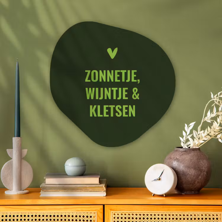 Donkergroen - Quote - Zon - Zomer Wandcirkel Organisch Plexiglas middel -sfeer2