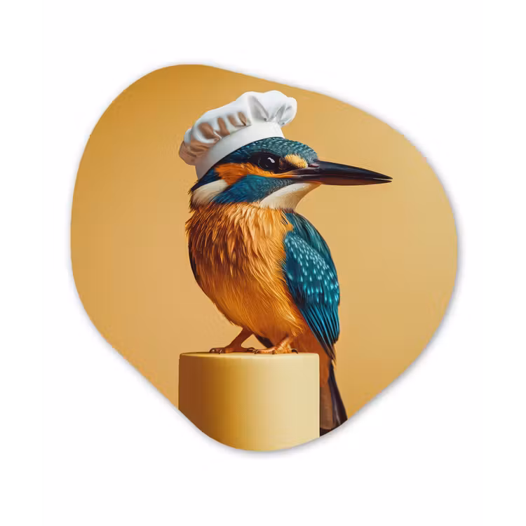 Ijsvogel - Pilaar - Koksmuts - Vogel Wandcirkel Organisch Plexiglas middel -3d