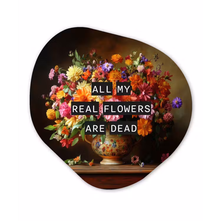 Kleur - Bloemen - Vintage - Bloemenvaas Wandcirkel Organisch Plexiglas middel -3d