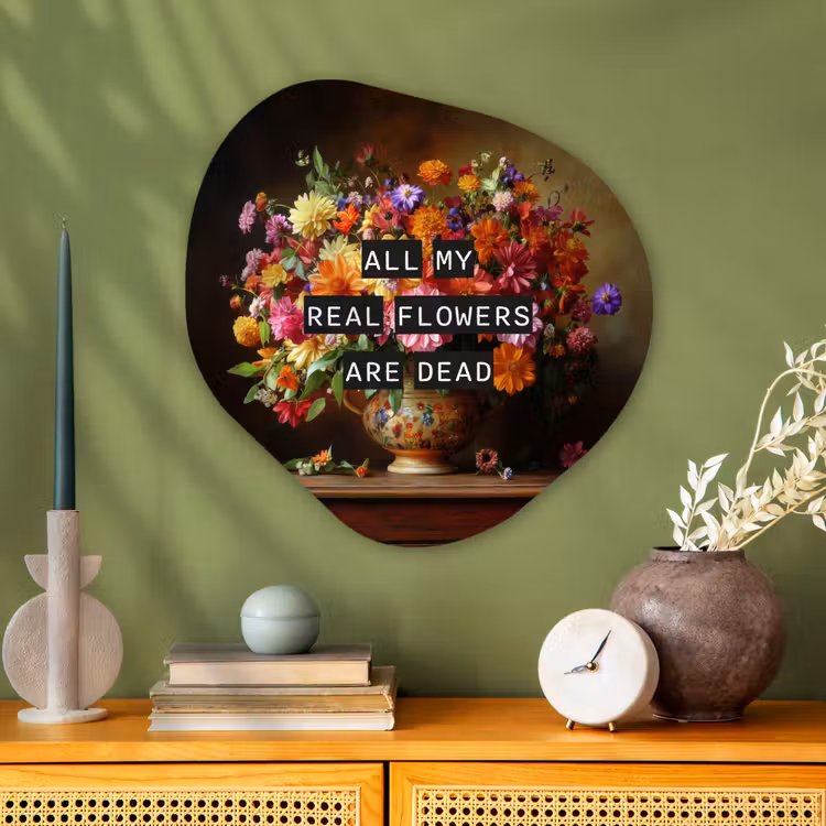 Kleur - Bloemen - Vintage - Bloemenvaas Wandcirkel Organisch Plexiglas middel -sfeer2