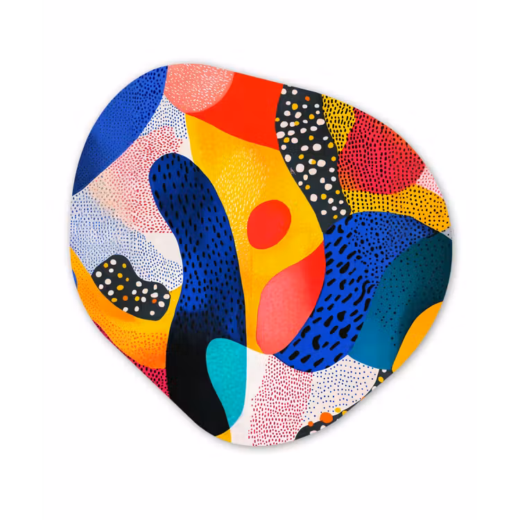 Vormen - Abstract - Stippels - Blauw Wandcirkel Organisch Plexiglas middel -3d