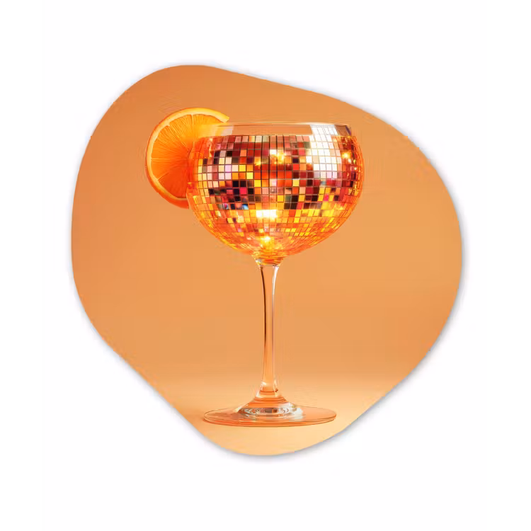 Drank - Oranje - Glitter - Disco Wandcirkel Organisch Plexiglas middel -3d