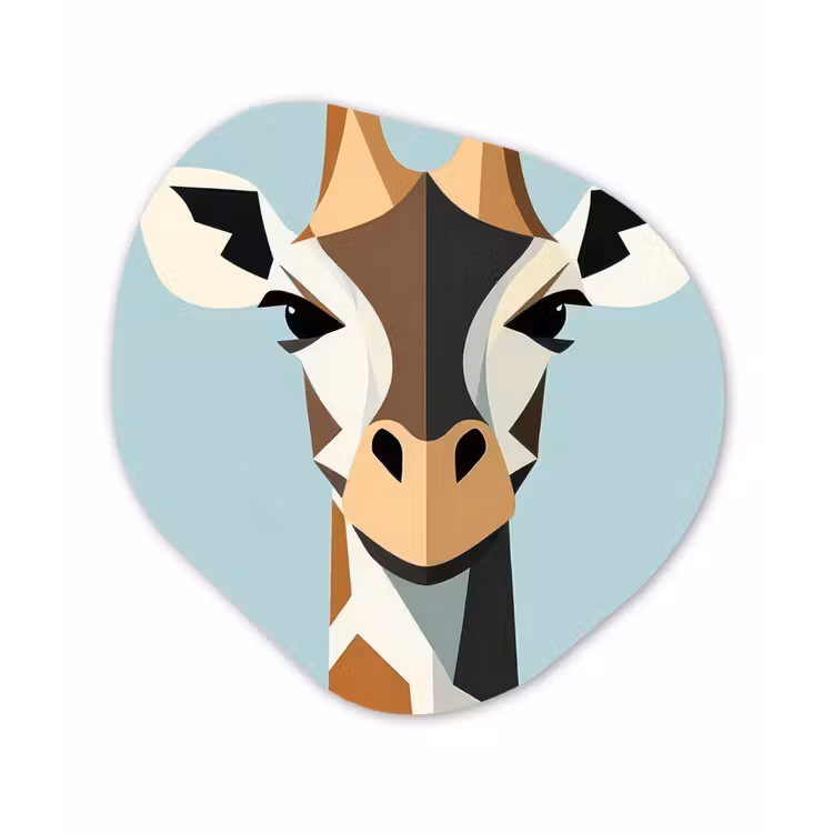 Giraffe - Illustratie - Bruin - Minimalistisch Wandcirkel Organisch Plexiglas middel -3d