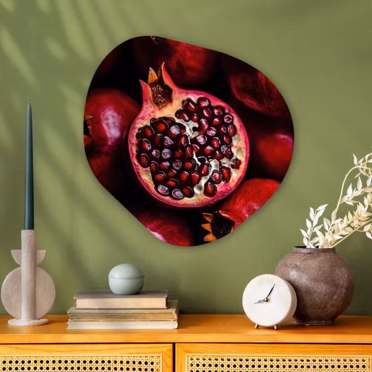 Granaatappel - Rood - Fruit Wandcirkel Organisch Plexiglas middel -sfeer2