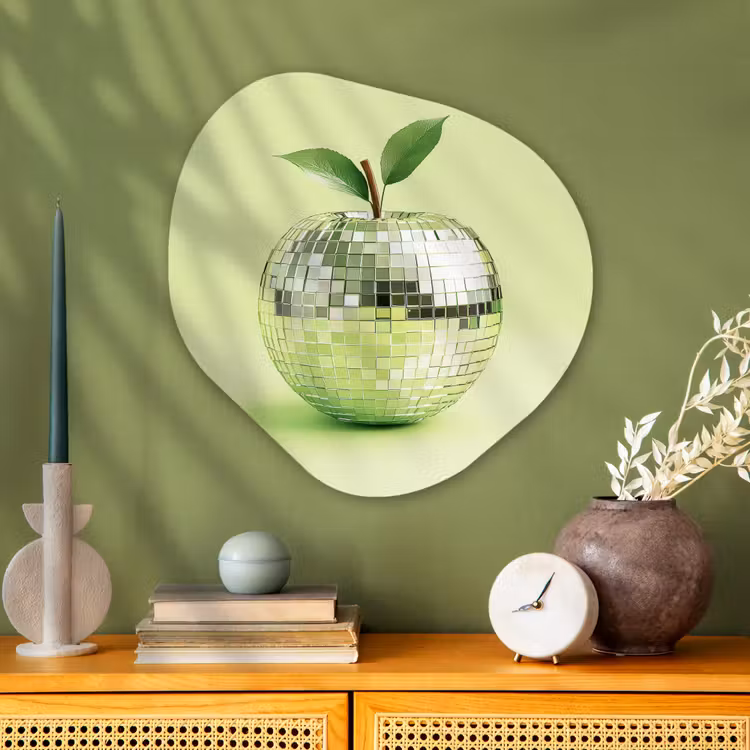Groen - Disco - Decoratie - Appel Wandcirkel Organisch Plexiglas middel -sfeer2