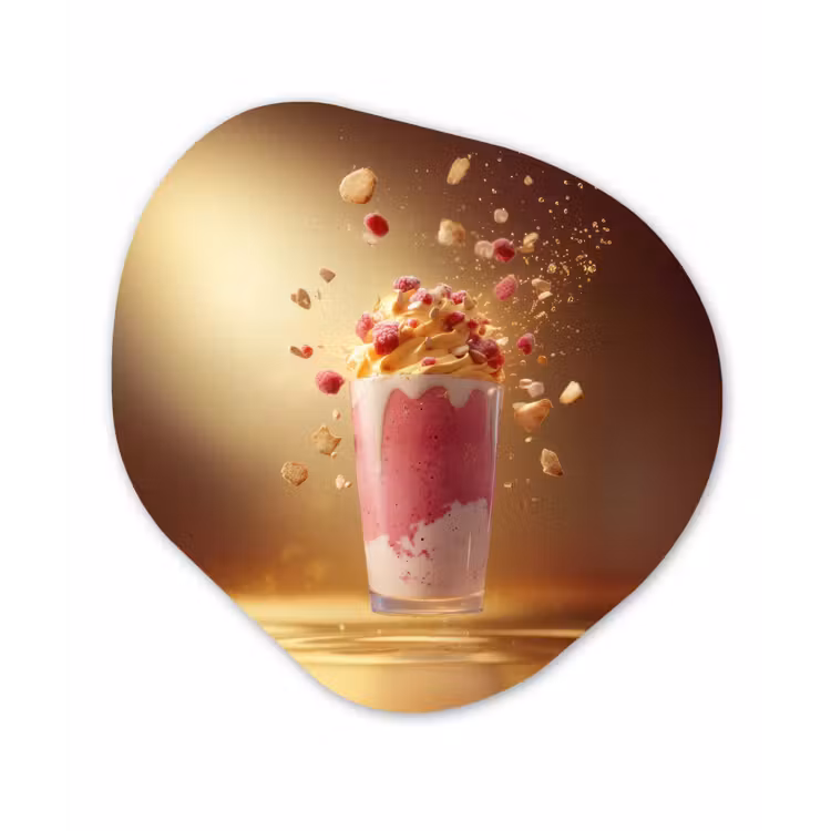 Framboos - Smoothie - Drinken - Roze Wandcirkel Organisch Plexiglas middel -3d