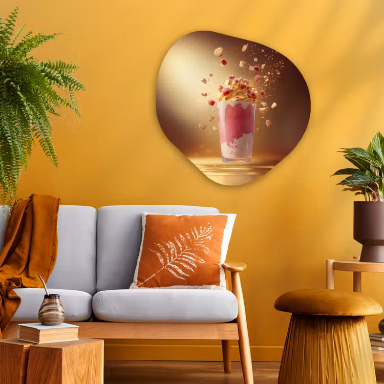 Framboos - Smoothie - Drinken - Roze Wandcirkel Organisch Plexiglas middel -sfeer4