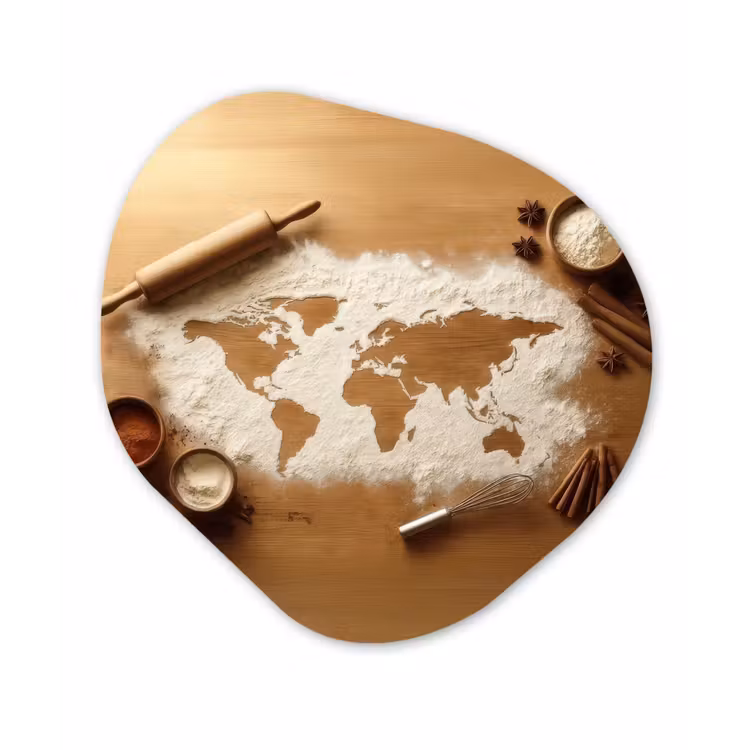 Hout - Wereldkaart - Bakken - Keuken Wandcirkel Organisch Plexiglas middel -3d