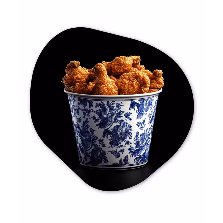 Kip - Bucket - Delfts blauw - Lekker Wandcirkel Organisch Plexiglas middel -3d